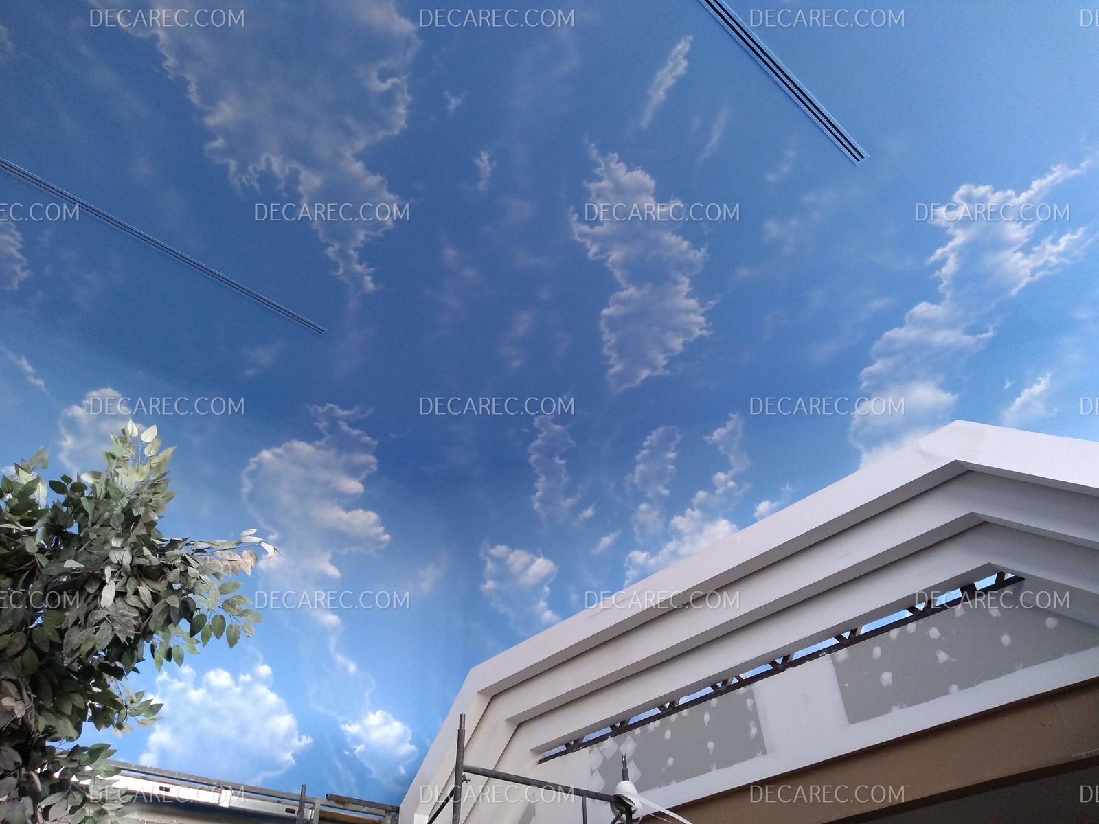 Plafón liso y faldones curvos de tablaroca.